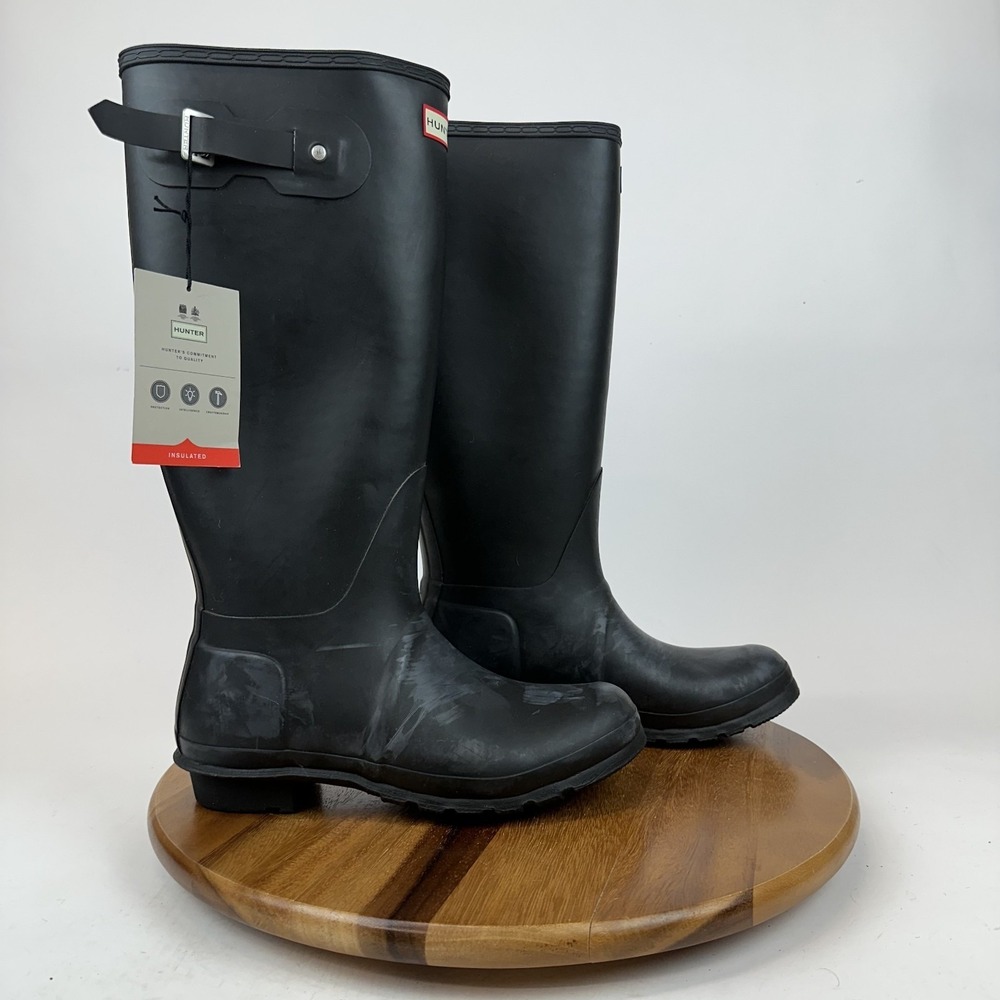 Womens Hunter Original Tall Black Rubber Waterproof Casual Rain Boots Size 10